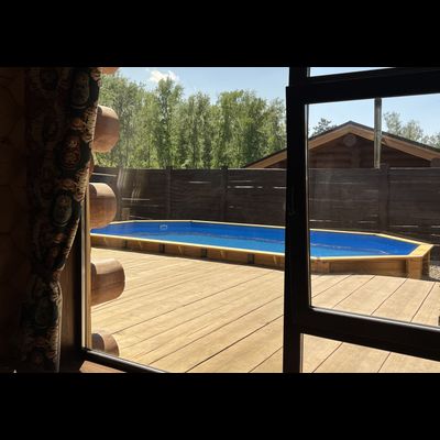 Деревянный большой бассейн 770 х 400 см "Байкал-3" от Кристалл глубиной 130 см, овальный морозоустойчивый