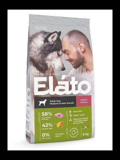 Elato (Элато) корм для взрослых собак средних и крупных пород с ягненком и олениной 8 кг