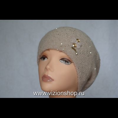 Кремовый женский берет Vizio Визио Италия 6457
