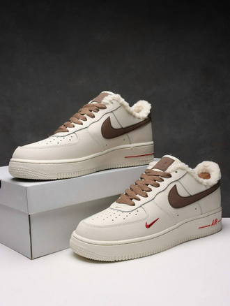 Nike Air Force 1 Low Beige/Brown с мехом