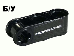 ! Б/У - Technic, Axle and Pin Connector Perpendicular 3L with 2 Pin Holes with PORSCHE Pattern Model Right Side Sticker - Set 42096, Black (42003pb001R) - Б/У