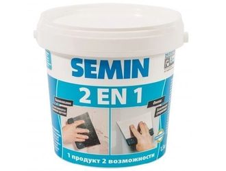 SEMIN 2 EN 1: 8кг, 1 продукт - 2 возможности. Выравнивание до 5 мм, финиш без шлифовки.