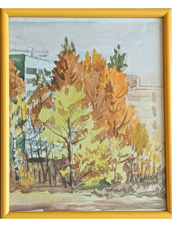 "Осень в городе" бумага акварель Попенков Я.И. 1980-е годы