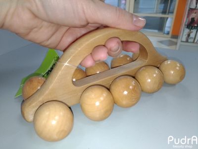 Массажёр «Гусеница», универсальный, 10 шариков, деревянный