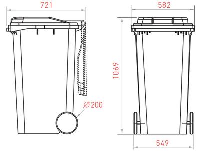 Чертеж мусорного контейнера 240 литров