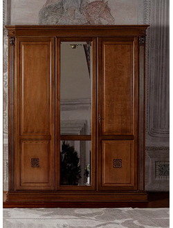 ШКАФ 3-Х ДВЕРНЫЙ С ЗЕРКАЛОМ (L200*P65*H240) ART.44584/C SAONCELLA ОРЕХ