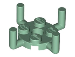 Plate, Round 2 x 2 with Pin Hole and 4 Bar Arms Up, Sand Green (98284 / 6329274)