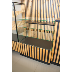 (КОФ-03) Витрина для кофейни "Монолит" с 2-мя стеклянными полками