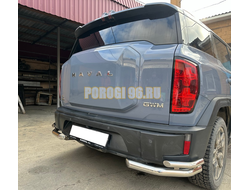 Защита заднего бампера  угловая двойная Папа Тюнинг d60/42 для HAVAL H3 2024-