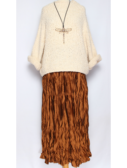 Юбка плотная шелковая "Жатая" терракотовая   р.46-54