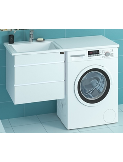 Раковина над стиральной машиной Лидер 120 L с подвесной тумбой Марс 56