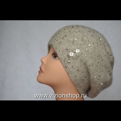 Берет зимний для женщин зима 2020 Vizio Визио Италия 6457 бежевый фото вязаных беретов Италии