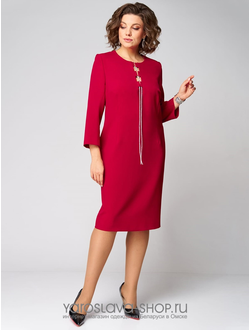 Модель :1319.Платье полуприлегающего силуэта, с фигурным вырезом в красном цвете