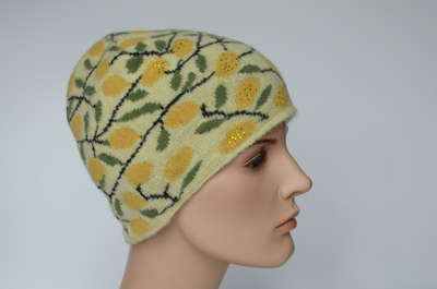 Шапка с лимонами желтая женская Италия Вицио