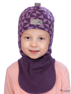 Шапка-шлем 20201-07 х/б подклад, баклажановый,сиреневый  52-54