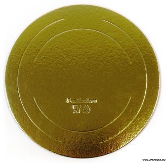 Подложка для торта усиленная Золото/Жемчуг 260 мм (толщина 3,2 мм)