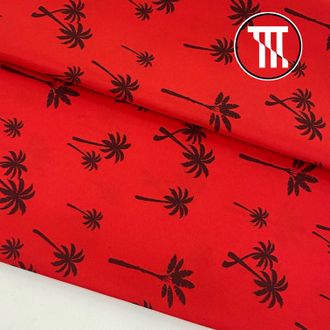 Дюспо принт Пальмы, цв. Красный