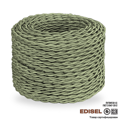Витой ретро провод 2х1.5 песочный шелк бухта