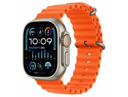 Apple Watch Ultra 2 (2024) Natural Titanium Case Ocean Band Orange