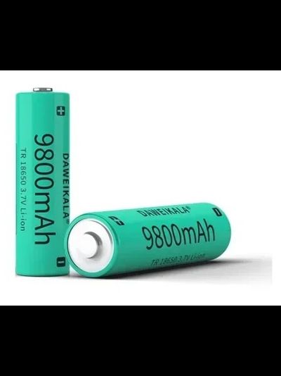 Аккумулятор литий-ионный (Li-Ion) Daweikala, тип 18650, ёмкость 9800 мАч для автономных видеокамер, видеонянь, ИБП. (напряжение 3.7В)