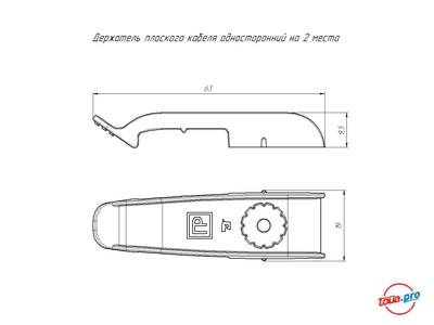Держатель плоского кабеля Промрукав односторонний на 2 места серый 30 шт. PR13.0438