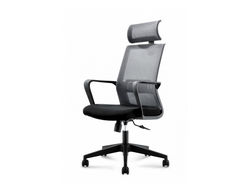 Кресло офисное Интер серая сетка/черная ткань/черный пластик