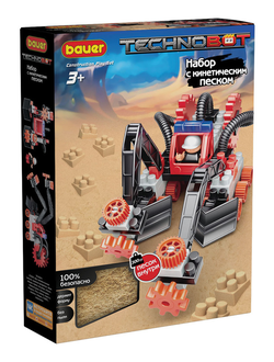 Детский развивающий конструктор Bauer Набор с кинетическим песком, роботом и пилотом в коробке "Technobot" 3+