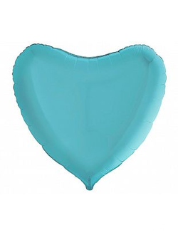 Сердце Пастель Голубой 36"/90 см с надписью и гирляндой