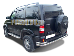 Защита заднего бампера угловая большая d76/53 для УАЗ Патриот 2005-2014