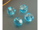 бусина стеклянная граненая круглая 6 мм, цвет-голубой, 10 шт/уп