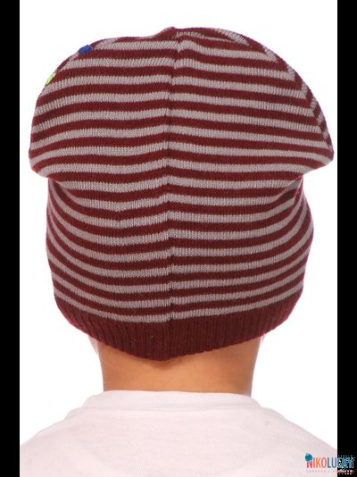 Шапка  18202-15, цвет темно-бордовый, серый  р. 48-50