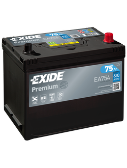 АККУМУЛЯТОР автомобильный EXIDE PREMIUM EA754 (Азиатский тип корпуса) R+ 75Ah 630А (En)