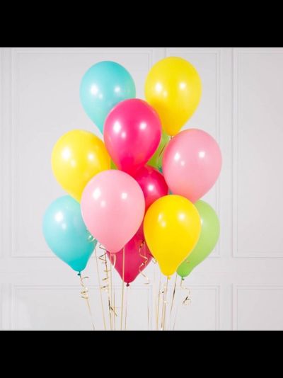 10 шаров бирюзовый, ярко-розовый, желтый, розовый, салатовый