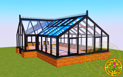 Зимняя английская теплица с холлом АГАТА размером 5500 х 11000 мм