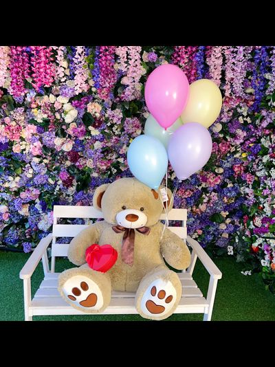 Подарочный набор №9 - Плюшевый мишка 150 см, Шарики 5, Киндер бокс с Рафаэлло