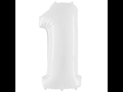Шар (40&amp;#39;&amp;#39;/102 см) Цифра, 1, Белый