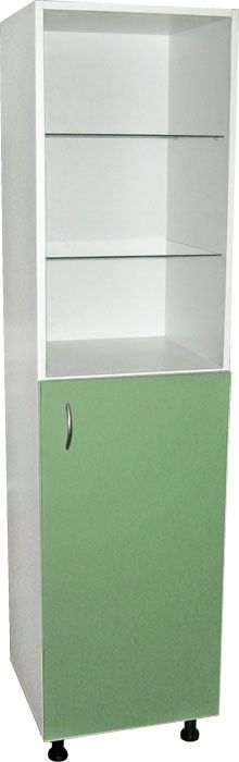 Медицинский шкаф одностворчатый М202-012 (зеленый со стеклянными полками)