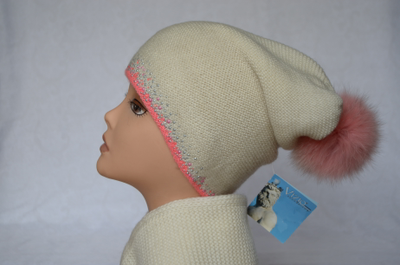 Вязаная итальянская шапка с помпоном и шарф вязаный комплект италия визио фото