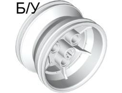 ! Б/У - Wheel 43.2mm D. x 26mm Technic Racing Small, 3 Pin Holes, White (41896 / 418961 / 4238865 / 4498353) - Б/У