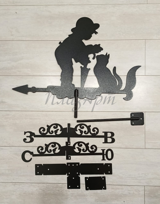 флюгер мальчик с кошкой