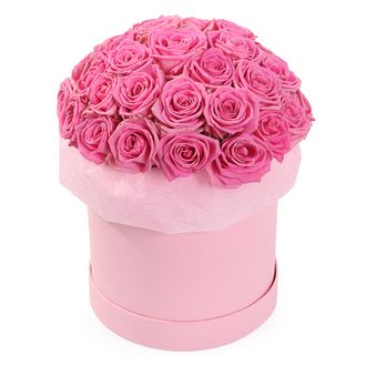 Коробка с 25 розовыми розами