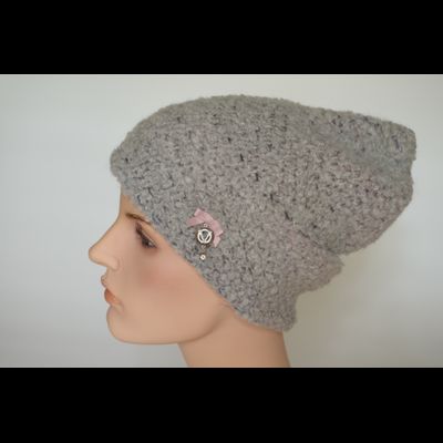 Шапка серая вязаная из альпака Vizio Италия 7007 CY