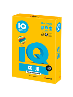 Бумага цветная IQ color БОЛЬШОЙ ФОРМАТ (297х420 мм), А3, 80 г/м, 500 л., интенсив, солнечно-желтая, SY40