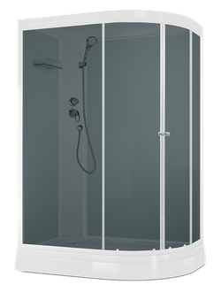 Душевая кабина DOMANI-Spa Light 128 L/R, низкий поддон,  задняя стенки черные, белые,  передняя стекло тонированные, 120x85x218 см