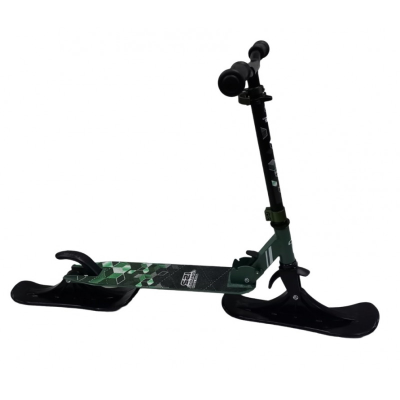 Самокат на лыжах 2в1 tech team 125R-comfort dark/green с колесами