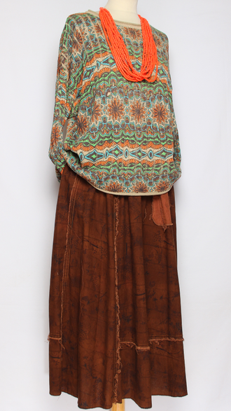 ЮБКА "Веточки винтажная" терракотовая  до р.52