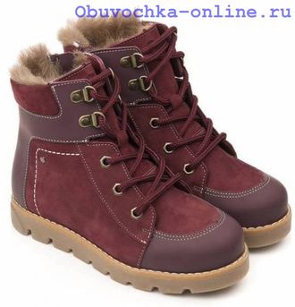 Ботинки "Tapiboo" натуральная кожа/шерсть ,бордовый, арт:FT-23019 "Москва", размеры: