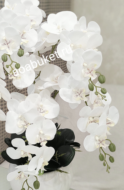 Композиция из искусственных цветов Орхидея белая № ОР025/Искусственные цветы Орхидеи/Купить