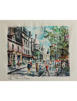 "Париж. Площадь Тертр" литография Arno Beijk 1960-е годы
