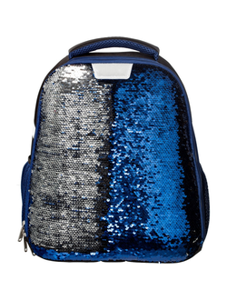 Школьный рюкзак №1School Sparkle Blue с ортопедической спинкой и двусторонними пайетками (синий)